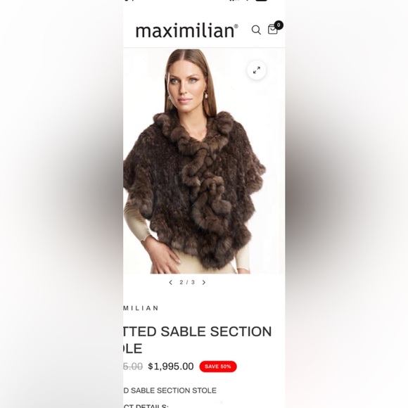 Woven/Knit Genuine Mink Fur Jacket, Shawl or Stole w/Ruffled Neckline - Picture 10 of 10